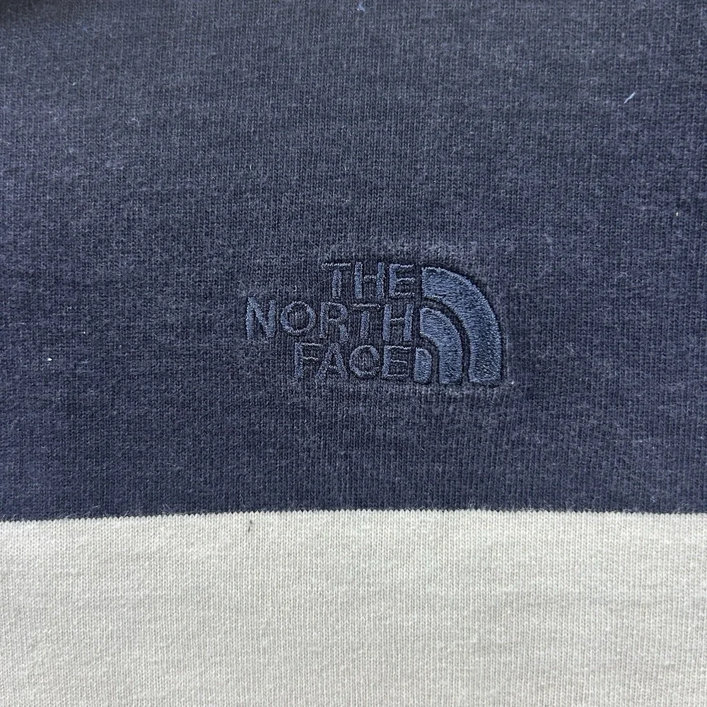 The North Face Rugby Polo Mens XXL Navy Ivory Striped Long Sleeve Cotton Shirt